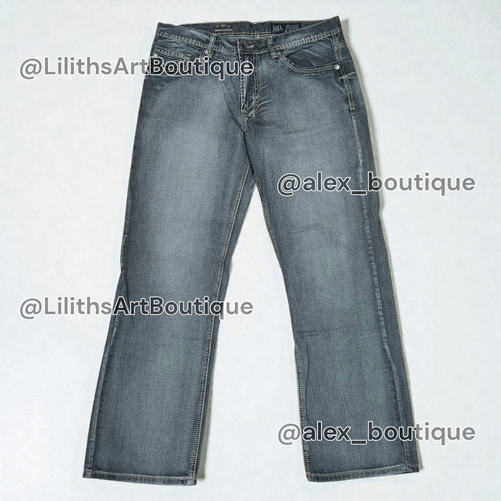 AXEL Black Rock Relaxed Straight Jeans Men’s 36x32 Denim NWT (A086)